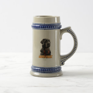 Jarra De Cerveza Elegante arte Mascota realista de perro negro