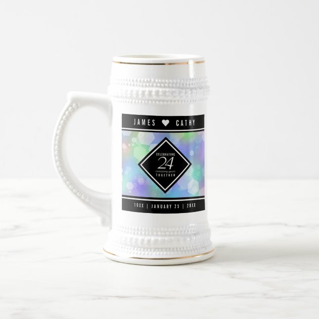 Jarra De Cerveza Elegante celebración del 24° Aniversario del Boda  (Izquierda)