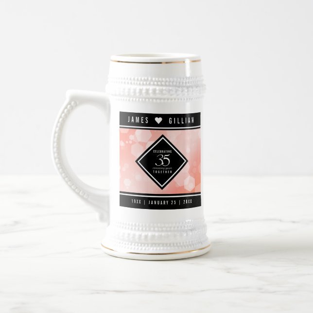 Jarra De Cerveza Elegante celebración del 35° aniversario del Boda  (Izquierda)