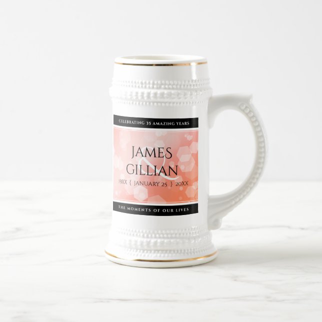 Jarra De Cerveza Elegante celebración del 35° aniversario del Boda  (Derecha)