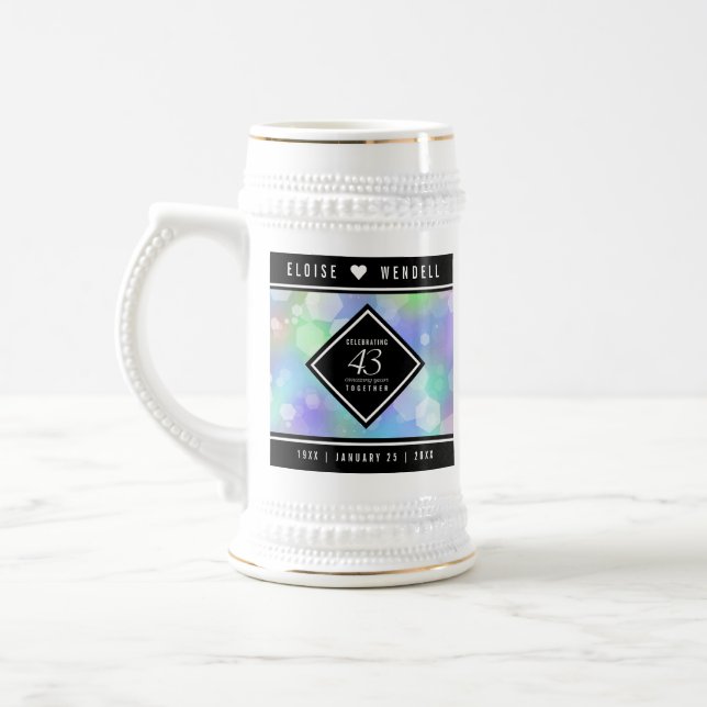 Jarra De Cerveza Elegante celebración del 43° Aniversario del Boda  (Izquierda)