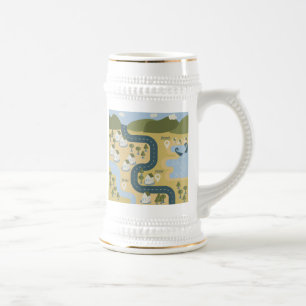 Jarra De Cerveza Elegante mapa de viajes de vacaciones de personali