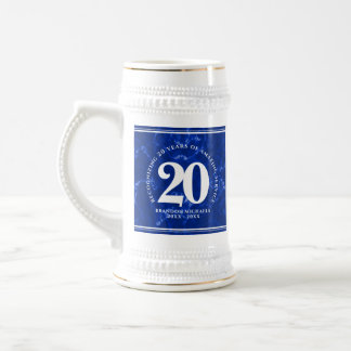 Jarra De Cerveza Elegante mármol azul 20 años de trabajo aniversari