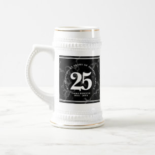 Jarra De Cerveza Elegante mármol negro 25 años aniversario laboral