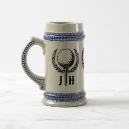 Jarra De Cerveza Elegante Personalizado Golf Monograma Diseño