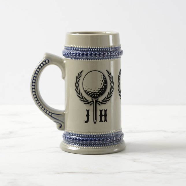 Jarra De Cerveza Elegante Personalizado Golf Monograma Diseño (Izquierda)