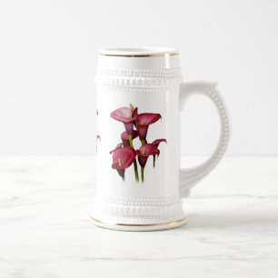 Jarra De Cerveza Elegante púrpura Calla Lilies