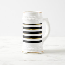 Jarra De Cerveza Elegante Stripe Black Gold White