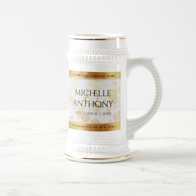 Jarra De Cerveza Elegante tercer aniversario Boda de cuero (Derecha)