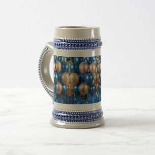 Jarra De Cerveza Encantador regalo de tazón de café azul y oro - Dr