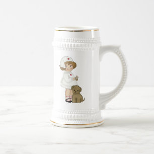 Jarra De Cerveza Enfermera del vintage con las camisetas y los