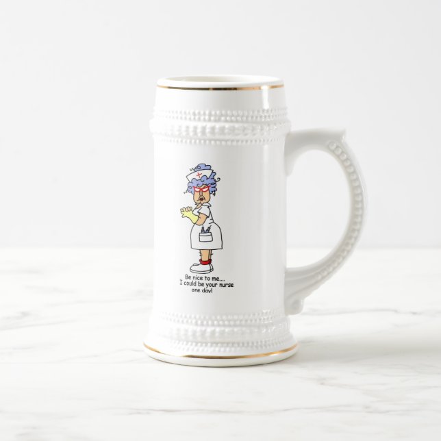 Jarra De Cerveza Enfermera divertida sé agradable para mí camisetas (Derecha)