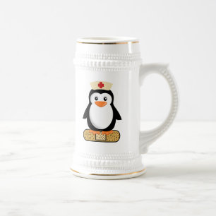 Jarra De Cerveza Enfermera Penguin (con Bandaid)
