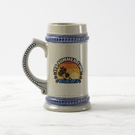 Jarra De Cerveza Es Hora de Verano Diseño de puesta de sol tropical