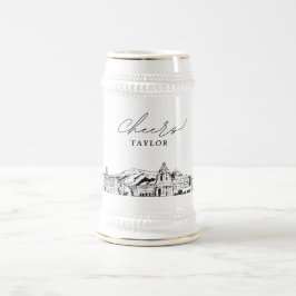 Jarra De Cerveza Esbozo de línea de skyline de Pasadena personaliza