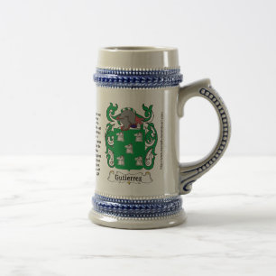 Jarra De Cerveza Escudo de armas Stein de la familia de Gutiérrez