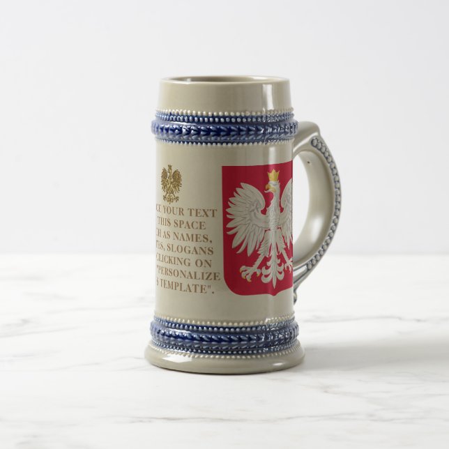 Jarra De Cerveza Escudo de Polonia (Escudo de armas) Personalizado (Anverso derecho)