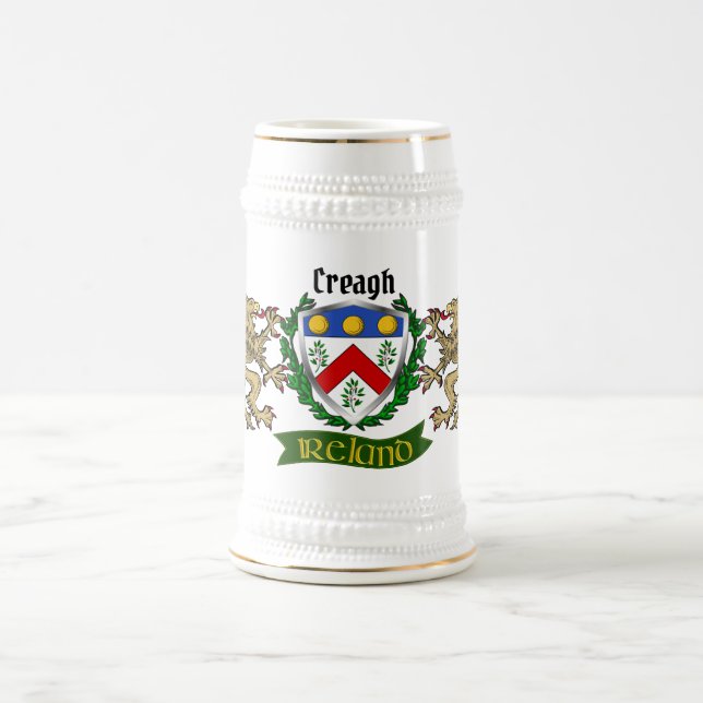 Jarra De Cerveza Escudo irlandés creagh personalizado (Centro)