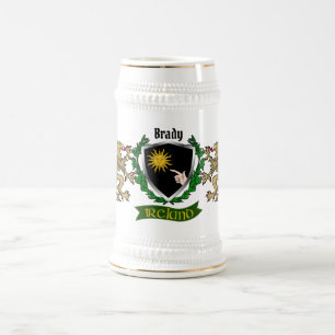 Jarra De Cerveza Escudo Irlandés Personalizado Brady Nombre