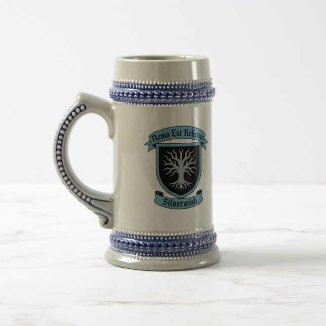 Jarra De Cerveza Escudo Silver Wish y lema Mug (Izquierda)