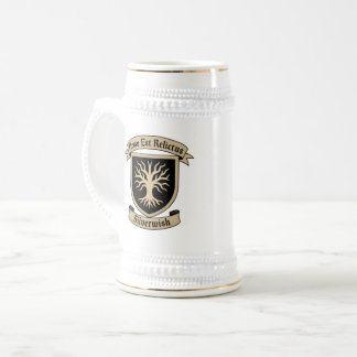Jarra De Cerveza Escudo SilverWish y lema Tankard sobre blanco y ne
