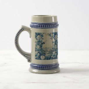 Jarra De Cerveza Estampado floral francés azul