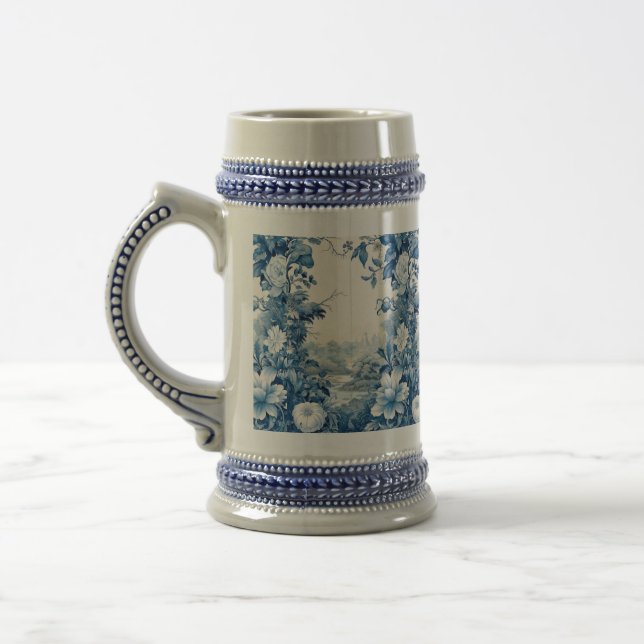 Jarra De Cerveza Estampado floral francés azul  (Izquierda)