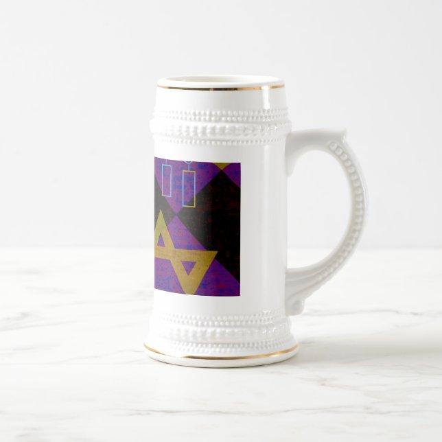 Jarra De Cerveza Estrella feliz de Hanukkah de David menorah de Sli (Derecha)