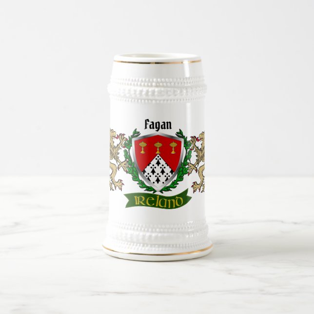 Jarra De Cerveza Fagan Irish Shield Personalized Beer Stein (Centro)