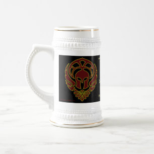Jarra De Cerveza Fantaseador Guerrero Griego Rojo Stein Espartano