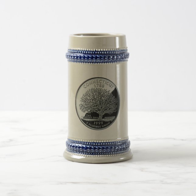 Jarra De Cerveza Faux Connecticut State Quarter Charter Oak Tree (Centro)