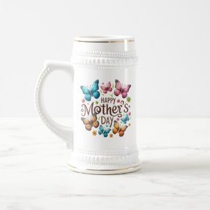Jarra De Cerveza Felices mariposas del Día de la Madre Clipart-6171