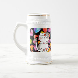 Jarra De Cerveza felinos valentinos felices