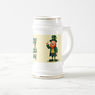 Jarra De Cerveza Feliz día de San Patricio adorable duende