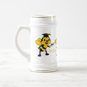 Jarra De Cerveza Feliz graduación de abejas personalizados
