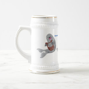 Jarra De Cerveza Feliz ilustracion de personalizado de foca de arpa
