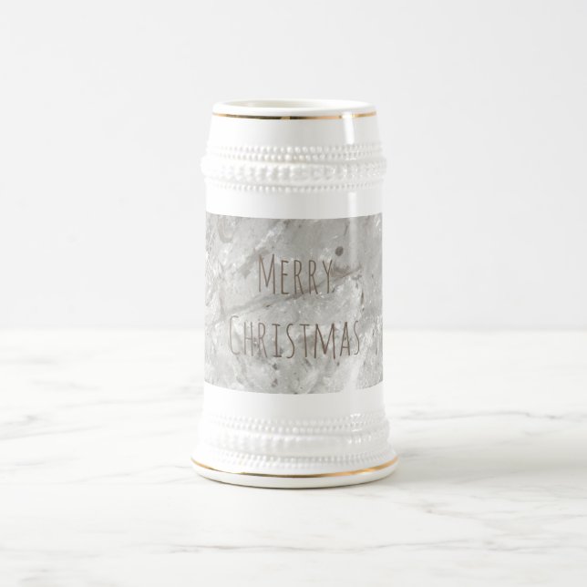 Jarra De Cerveza Feliz Navidad Brillante cristal de acero blanco (Centro)