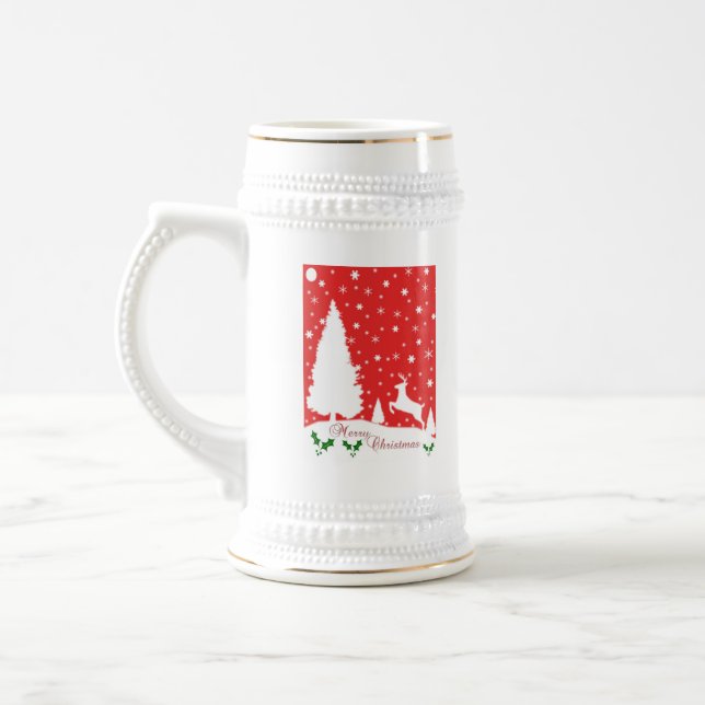 Jarra De Cerveza Feliz Navidad Invierno Snowflakes (Izquierda)
