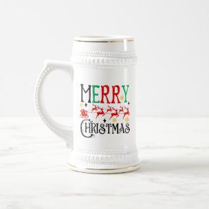 Jarra De Cerveza Feliz Navidad Santa Sleigh-61049 camiseta