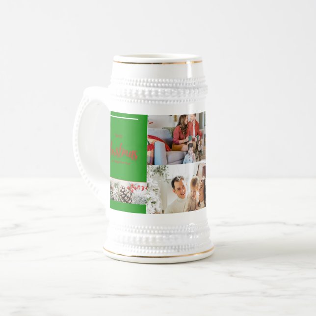 Jarra De Cerveza Feliz Navidad y Feliz Año Nuevo (Anverso izquierdo)