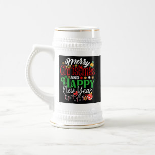 Jarra De Cerveza Feliz Navidad y Feliz Año Nuevo