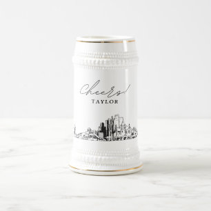 Jarra De Cerveza Fénix Bridal Party Gift Skyline Personalizado