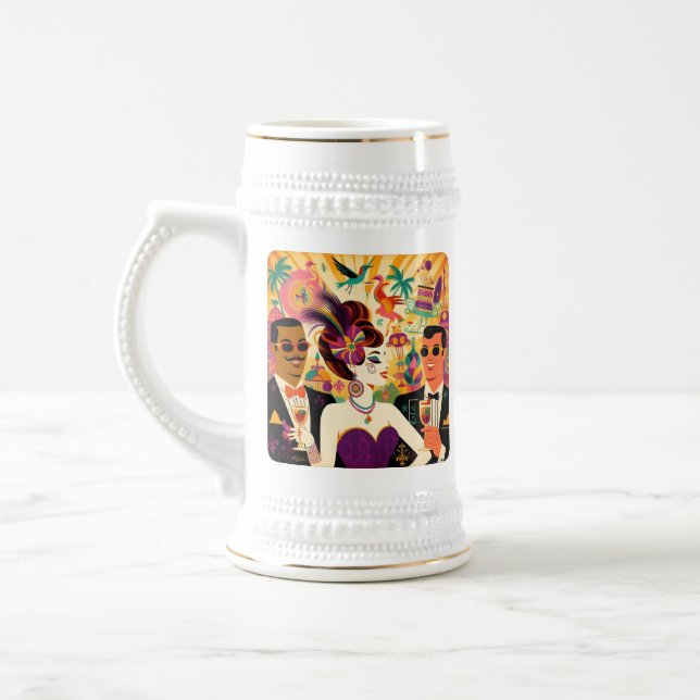Jarra De Cerveza Fiesta de cócteles de Mid Century Mardi Gras (Izquierda)