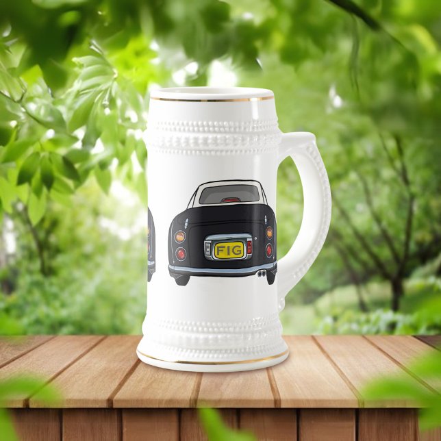 Jarra De Cerveza Figaración Monograma Negro Figaro Cerveza de coche (Fun figaro beer stein for the black figaro driver (when they are not driving) Add your initials)