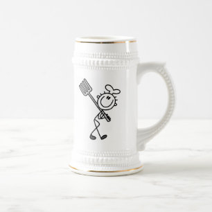Jarra De Cerveza Figura de palitos de chef con tenedor