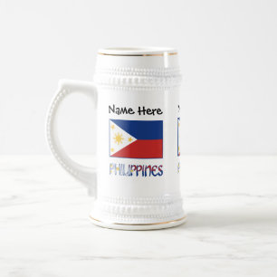 Jarra De Cerveza Filipinas y Bandera Filipina Personalizadas 