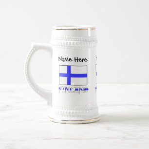 Jarra De Cerveza Finlandia y Bandera Finlandesa Personalizada 