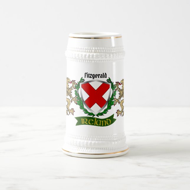 Jarra De Cerveza Fitzgerald Irish Shield Personalizado Beer Stein (Centro)