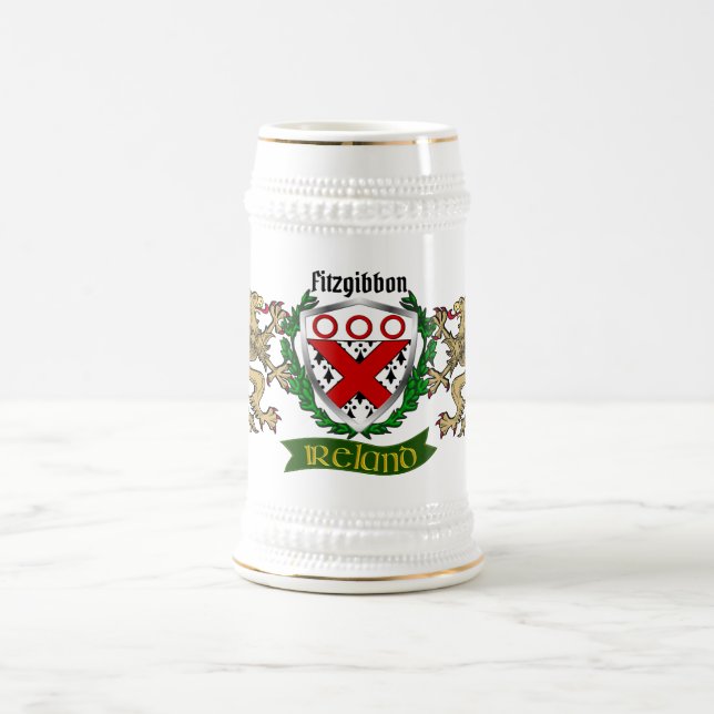 Jarra De Cerveza Fitzgibbon Irish Shield Personalizado Beer Stein (Centro)