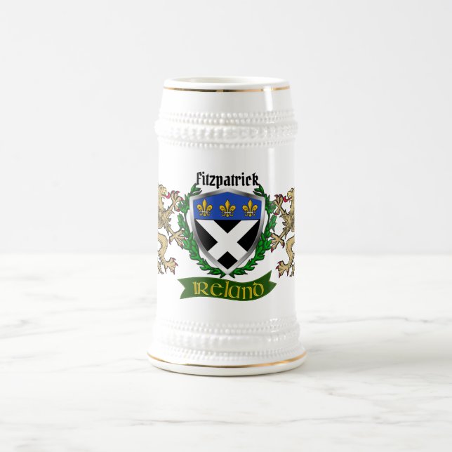 Jarra De Cerveza Fitzpatrick Irish Shield Personalizado Beer Stein (Centro)
